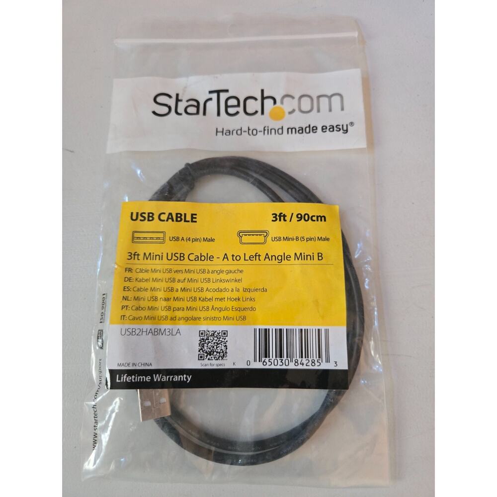StarTech USB2HABM3LA 3ft Mini‎ USB Cable A to Left Angle Mini B